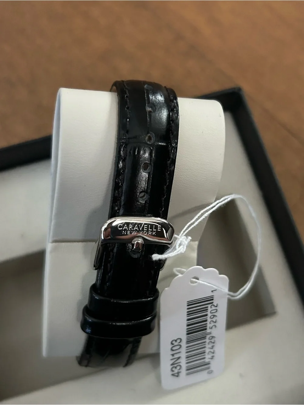 Women's Black Strap Silver Caravelle New York Bulova Watch